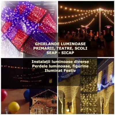 Ghirlande luminoase Craciun primarii,perdele luminoase,iluminat festiv SICAP foto