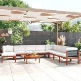 Gossi set mobilier gradina cu perne, 9 piese, crem, lemn masiv acacia
