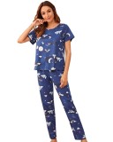 Pijama dama, model Curcubeu, albastru/alb, M, Cyrax