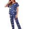 Pijama dama, model Curcubeu, albastru/alb, XL