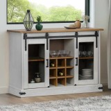 VidaXL Bufetă HALDEN 2 uși glisante alb 112x40x80 cm lemn masiv