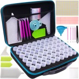 Kit Accesorii Broderie cu Diamante, 60 de Borcane, Pensete și Instrumente Variate, Geantă, Negru, 32x22x9.5 cm