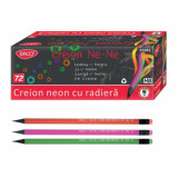 Cumpara ieftin Set 72 Creioane Grafit DACO Ne-Ne, Mina HB, Corp Triunghiular de Lemn Negru cu Radiera, Creioane Desen HB, Set Creioane Grafit HB, Creion HB, Set Crei