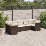 Gossi set canapele de gradina cu perne, 7 piese, maro, poliratan