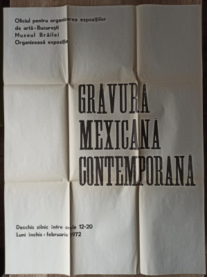 Afis expozitia Gravura Mexicana Contemporana, Muzeul Brailei 1972 foto