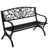 Banca pentru terasa cu spatar metalic, negru, 127 cm, Lean 29321