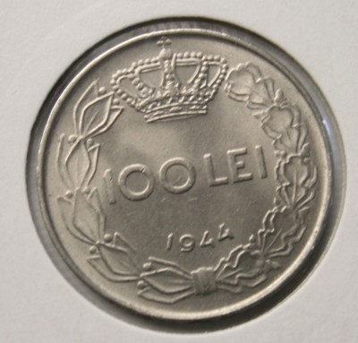 100 LEI 1944 . UNC . EROARE . POSIBIL MATRITA UMPLUTA . foto