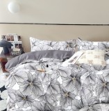 Cumpara ieftin Lenjerie Pat Bumbac Gri 4 Piese (Husa pilota 200x155, Cearceaf 200x175, 2 Fete perna 55x75) Fara Elastic