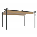 Cumpara ieftin Pavilion de gradina, acoperis retractabil, gri taupe, 4x3 m