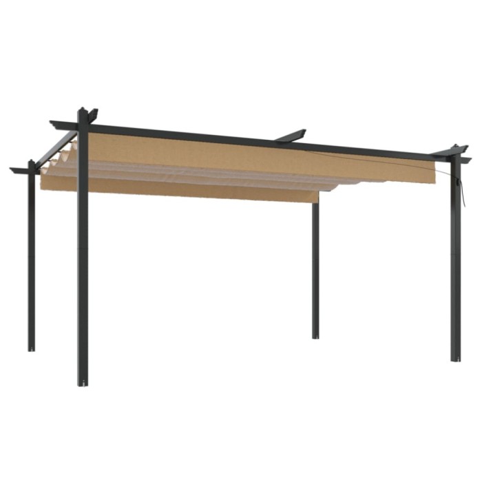 Pavilion de gradina, acoperis retractabil, gri taupe, 4x3 m