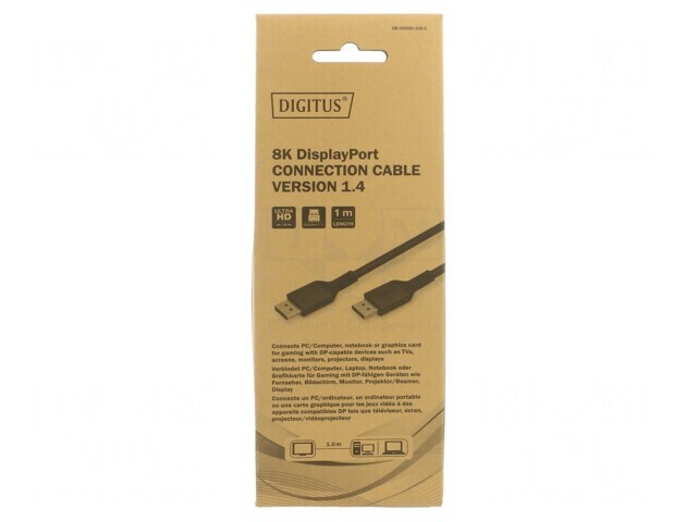 Cablu DisplayPort 1.4 HDCP 2.2 1m Negru Textil