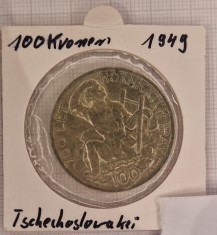 Cehoslovacia, Czechoslovakia, 100 Korun 1949, KM#29, argint, comemorativa, buna