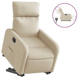 Cumpara ieftin Fotoliu electric rabatabil cu ridicare, crem, textil