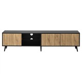 Lowboard TV LED, Culoare naturală+Negru | Aosom Romania