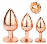 Set 3 Dopuri Charm Anal Plug, Rose Gold, Piatra Portocalie, Passion Labs