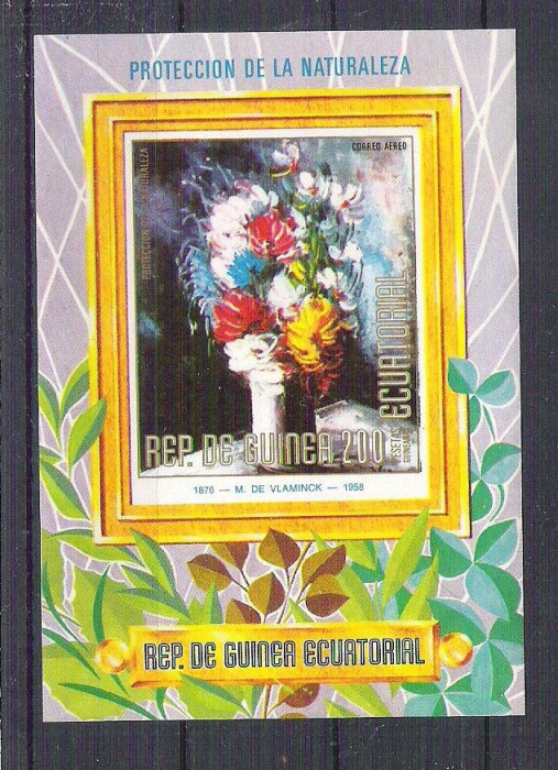 Eq. Guinea 1974 Painting, Flowers, imperf. sheet, MNH I.090