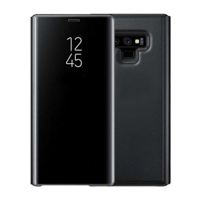 Husa Samsung Galaxy Note 9 - Flip Mirror tip Carte, Capac translucid, Neagra