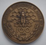 Medalie Centenarul Asociației Crescatorilor de Albine din Romania 1973,7 cm ,br