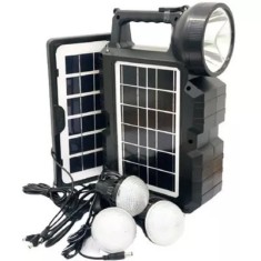 Kit panou solar cu becuri, acumulator, bluetooth, mp3, lanterna, radio FM, foto