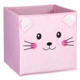 Cutie de depozitare catifelată cu design pisică, 30x30x30 cm, roz, CMCLASS