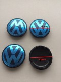 Capace Jante Volkswagen 56mm/51mm Negru/Argintiu - Set 4 Bucati - Logo VW