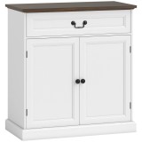 HOMCOM Bufet pentru living, mobilier de depozitare cu 2 uși, sertar silențios, raft reglabil, 80x40x85cm, alb și maro | Aosom Romania