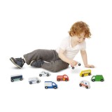 Set de 9 Masinute Utilitare din Lemn