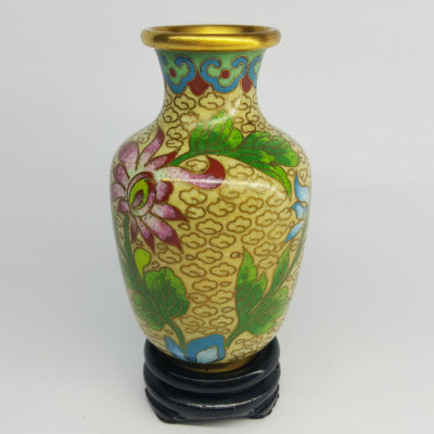 Vaza vintage bronz si email - CLOISONNE foto