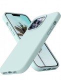 Huse silicon antisoc cu microfibra pentru Iphone 14 Pro Max Turcoaz
