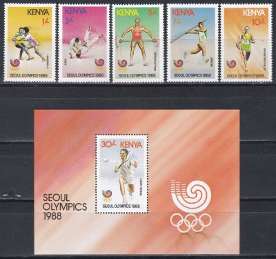 Kenya 1988 - Jocurile Olimpice - Seul, Serie + Colita, MNH foto