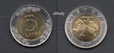 LITUANIA 2009, 5 Litai foto