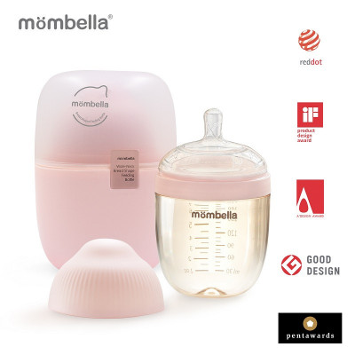 Biberon anticolici mombella breast-like, 210ml, tetina m flux mediu, ppsu,old roze foto