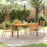 Set de masa pentru gradina 5 buc. Bej Lemn Solid de Acacia