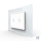 Cumpara ieftin Intrerupator dublu touch Livolo cap scara/cap cruce, sticla alba