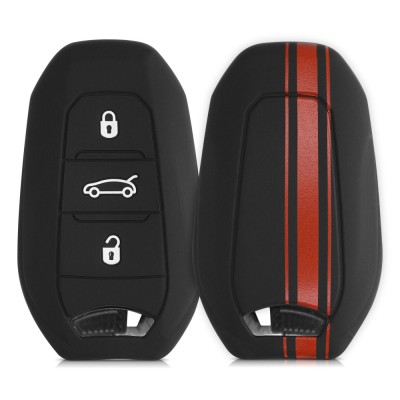 Husa Cheie Auto pentru Opel - 3 Butoane - Keyless Go, kwmobile, Silicon, Negru / Rosu, 56976.01 foto