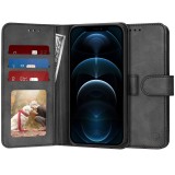 Husa tip carte pentru iphone 12 pro max, protectie completa 360, black, Techsuit