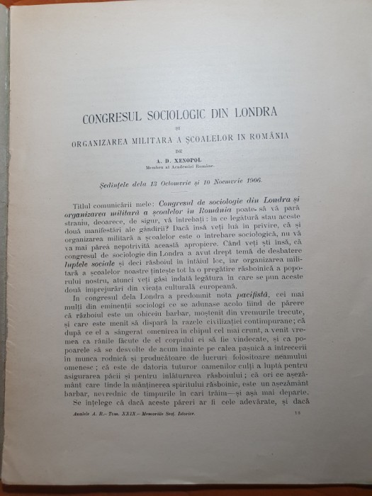congresul sociologig din londra - de a.d. xenopol 1906