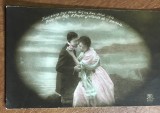 CPISTR7 Ilustrata Veche Romantica Cuplu Scrisoare Densă Franta 1927 / Vintage Romantic Couple Postcard French Sentimental Letter Text 1927