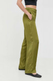 MAX&amp;Co. pantaloni femei, culoarea verde, lat, high waist, Max&amp;Co.
