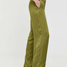 MAX&Co. pantaloni femei, culoarea verde, lat, high waist