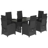 Cumpara ieftin Set mobilier de gradina cu perne, 7 piese, negru, poliratan