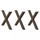 VidaXL Picioare de masă &icirc;n formă de X, 3 buc., oțel natural, 90x(72-73) cm