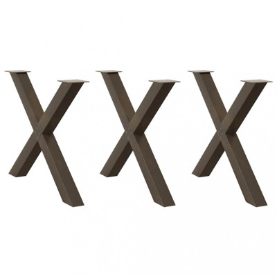 vidaXL Picioare de masă &amp;icirc;n formă de X, 3 buc., oțel natural, 90x(72-73) cm 4012999 foto