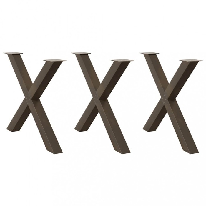 vidaXL Picioare de masă &icirc;n formă de X, 3 buc., oțel natural, 90x(72-73) cm 4012999