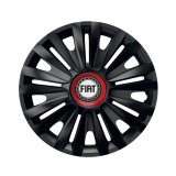 Cumpara ieftin Set 4 capace roti Negre Cu Inel Rosu Royal R15 pentru gama auto Fiat, Autohelix MSA