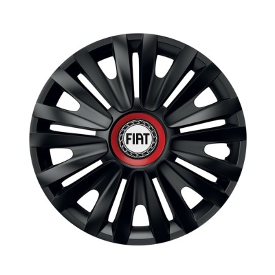 Set 4 capace roti Negre Cu Inel Rosu Royal R14 pentru gama auto Fiat foto