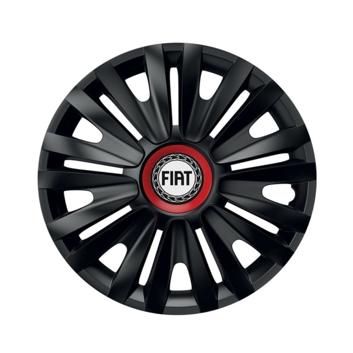 Set 4 capace roti Negre Cu Inel Rosu Royal R14 pentru gama auto Fiat