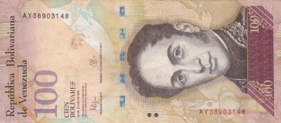 VENEZUELA 100 bolivares 23 iunie 2015 VF+++!!! foto