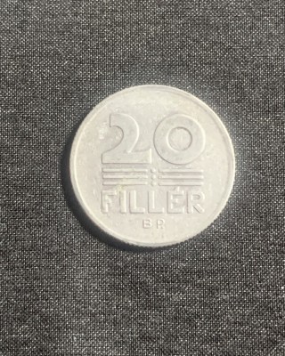 Moneda 20 filler 1977 Ungaria foto