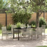VidaXL Set de Dining pentru Grădină 7 piese cu Perne Gri deschis Poliratan